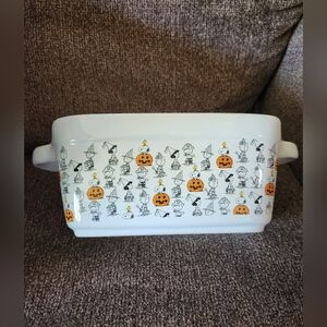 Halloween Peanuts Charlie Brown Loaf Pan Ceramic New